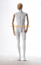 Male Mannequin with Wooden Face and Wooden Hands